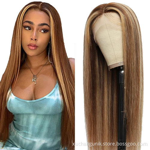 Uniky Highlight HD Transparent Lace Front Human Hair Wigs for Women Pre Plucked 150% Density Brazilian Hair